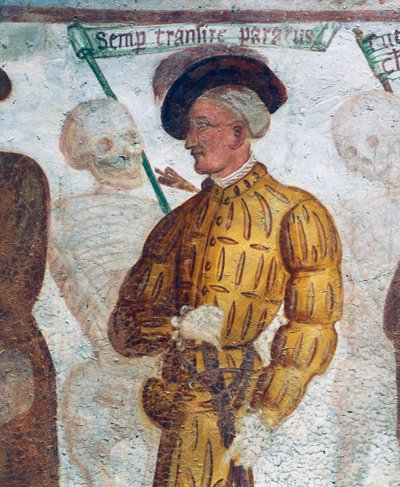 La morte con il giovane, dettaglio dalla Danza della Morte da Simone II Baschenis