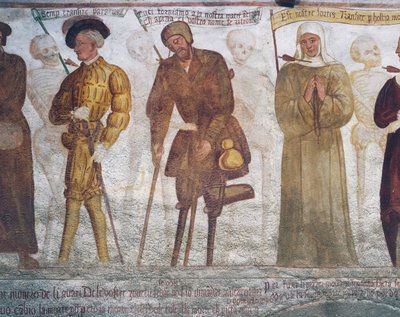 Morte con il giovane, il mendicante e la suora (dettaglio) da Simone II Baschenis