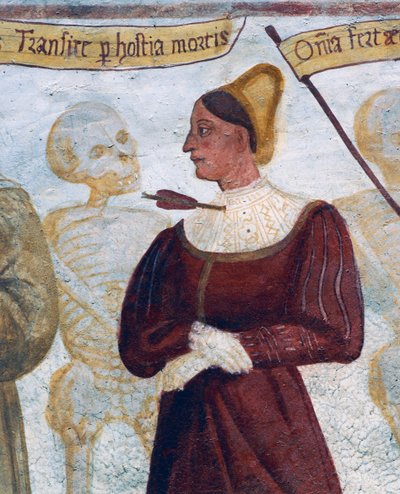 La Morte con la giovane donna, dettaglio da La Danza della Morte da Simone II Baschenis