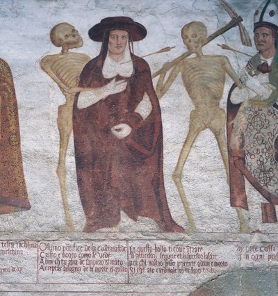 Il cardinale e la morte, dettaglio da La danza della morte da Simone II Baschenis
