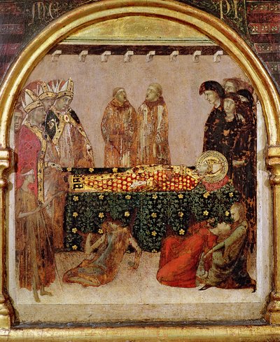Guarigione dei malati nel giorno della morte di San Luigi di Tolosa (1274-97) predella dall