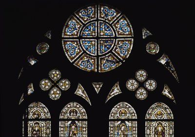 Dettaglio della rosetta centrale con simboli degli evangelisti da Simone Martini
