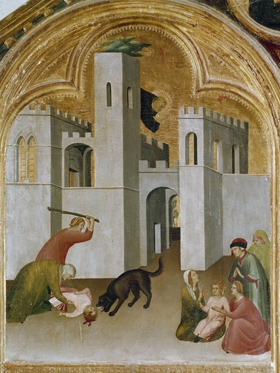 Il miracolo del bambino afferrato tra le fauci di un lupo (dettaglio) da Simone Martini