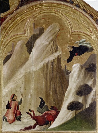Il miracolo del cavaliere che cade dalla scogliera e rimane vivo. Parte del trittico Storia dell