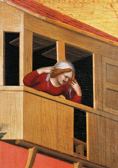 Donna che si sporge dal balcone, (dettaglio) dall