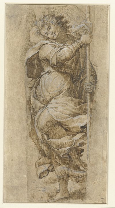 Studio di un angelo con una lancia da Simone Peterzano (rejected attribution)