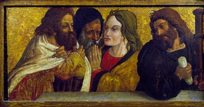 Ultima Cena, dettaglio della predella del polittico di Simone da Firenze, Chiesa dei Santi Pietro e Paolo, San Chirico Raparo (Potenza), Basilicata, Italia da Simone da Firenze