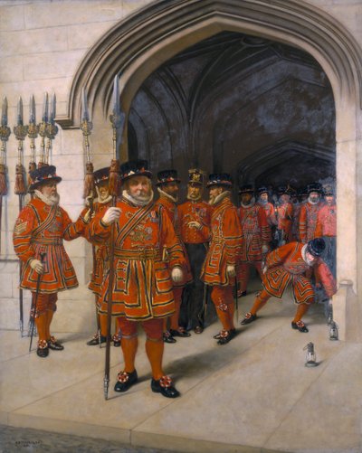 Le guardie del corpo che perquisiscono la cripta delle Case del Parlamento da Sir Arthur Temple Felix Clay