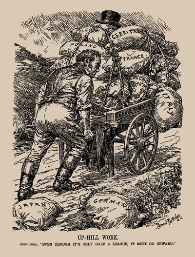 Lavoro in salita. John Bull. Anche se è solo mezza lega, deve andare avanti da Sir Bernard Partridge