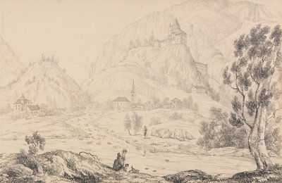 Album di 30 Vedute nel Tirolo e in Italia: Fortezza di Trostburg vicino alla città di Kollman. Tirolo. 28 ottobre 1840 da Sir Charles D