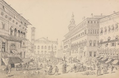 Album di 30 Vedute nel Tirolo e in Italia: Piazza a Bologna, Cattedrale e Palazzo del Legato Pontificio 12 Nov. 1840 da Sir Charles D