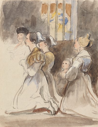 Un gruppo di donne alla messa da Sir David Wilkie