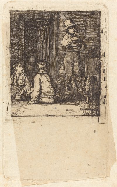 Interno con tre ragazzi e un cane da Sir David Wilkie