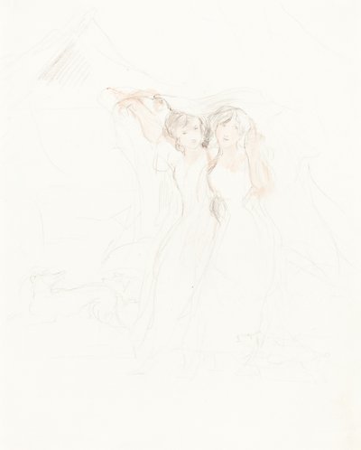 Due ragazze sotto un mantello da Sir David Wilkie