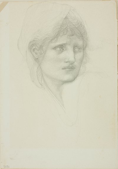 Testa drappeggiata, occhi rivolti a destra da Sir Edward Burne Jones