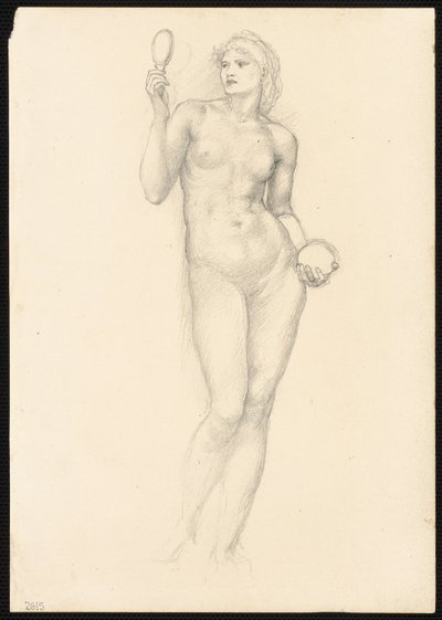 Figura Femminile Nuda con Specchio nella Mano Destra da Sir Edward Burne Jones