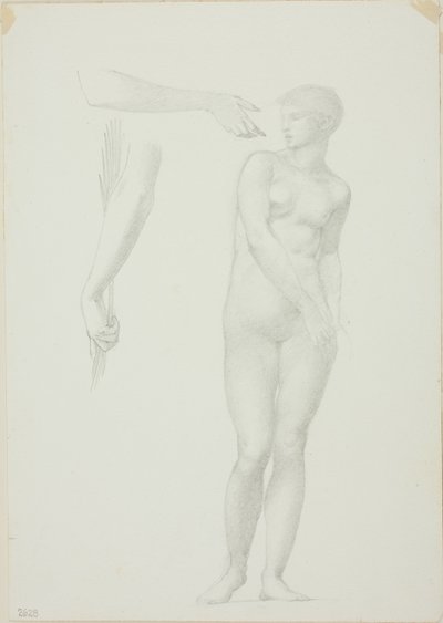 Nudo femminile in piedi e schizzi di braccia da Sir Edward Burne Jones