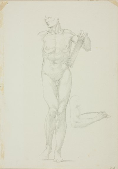 Maschio in piedi con tavoletta; schizzo separato del braccio destro da Sir Edward Burne Jones