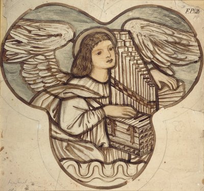 Progetto per vetrata nella chiesa di Lyndhurst: Un angelo organista, 1886 da Sir Edward Coley Burne Jones