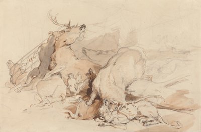 Cani e cacciatori che attaccano cervi da Sir Edwin Henry Landseer