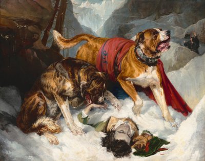 Mastini alpini che rianimano un viaggiatore in difficoltà da Sir Edwin Landseer
