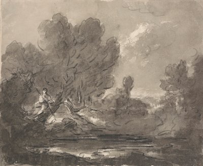 Figura in un albero vicino a uno stagno da Sir George Howland Beaumont seventh Baronet