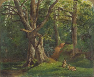 Scena boschiva con conigli da Sir Hubert von Herkomer