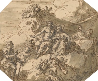Progetto per una scena mitologica, con Giove e Giunone da Sir James Thornhill