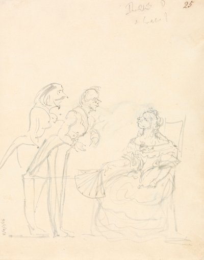 Due gentiluomini che parlano con una signora seduta da Sir John Everett Millais