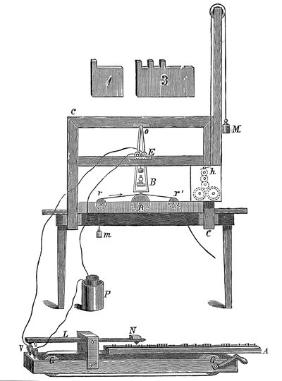 Il primo telegrafo di Morse, 1837 c1900 da Sir John Gilbert