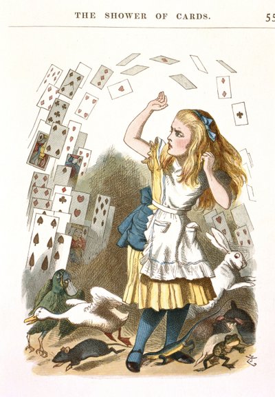 La pioggia di carte. Illustrazione per Alice nel Paese delle Meraviglie di L. Carroll, 1890 da Sir John Tenniel