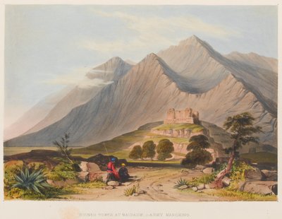 Torre in rovina a Maidaum, esercito in marcia da Sir Keith A. Jackson