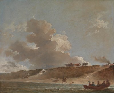 Paesaggio costiero con traghetto da Sir Peter Francis Bourgeois