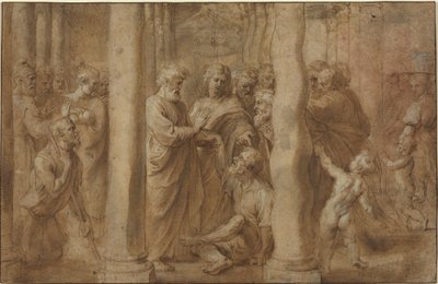 Il miracolo del paralitico guarito da San Pietro e San Giovanni da Sir Peter Paul Rubens over Anonymous Italian after Parmigianino after Raphael