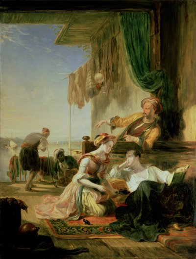 Lord Byron che riposa nella casa di un pescatore dopo aver nuotato l