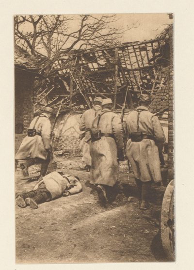 La battaglia di Arras (9 maggio-giugno) fu estremamente sanguinosa per i tedeschi. (...) Qui si vede un episodio della conquista di Neuville (...) (12 cartoline illustrate della Grande Guerra / Pochette No 2) da Sémaphore