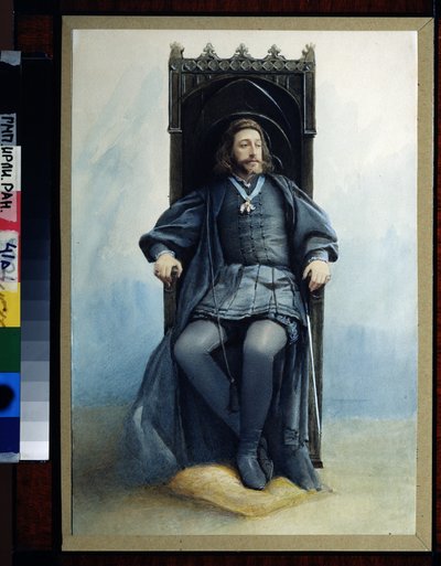 Il granduca Konstantin Konstantinovich Romanov nel ruolo di Amleto, opera teatrale di William Shakespeare, 21 febbraio 1899 da Sofia Ivanovna Kramskaya