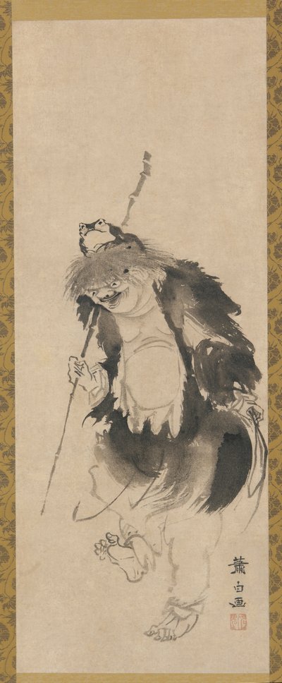 Gama Sennin cinese Hou Xiansheng e il suo rospo a tre zampe, periodo Edo, XVIII secolo da Soga Shohaku