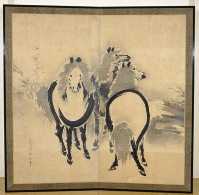 Cavalli, giapponesi, periodo Edo, c.18° secolo da Soga Shohaku