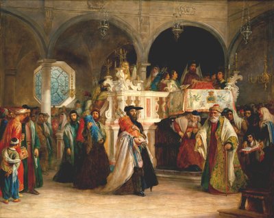 La festa della gioia della Torah alla sinagoga di Livorno da Solomon Alexander Hart