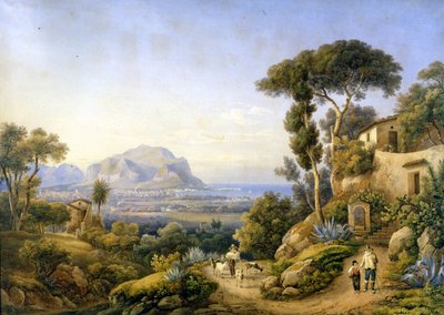 Palermo e Monte Pellegrino. Dipinto di Salomon Corrodi da Solomon Corrodi