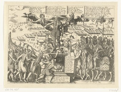 Riproduzione della caricatura della statua di Alva, 1571 da Sons, and Stewart, G. Waterston