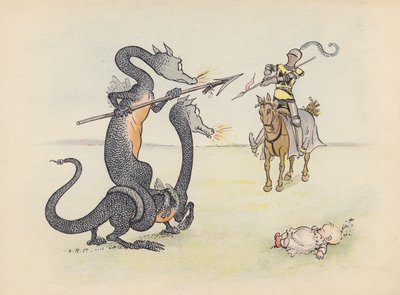 Illustrazione per Little Twin Dragons di S Rosamond Praeger (litografia a colori) da Sophia Rosamond Praeger