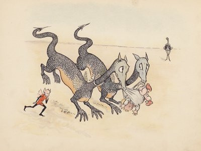 Illustrazione per Little Twin Dragons di S Rosamond Praeger (litografia a colori) da Sophia Rosamond Praeger