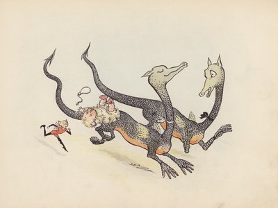 Illustrazione per Little Twin Dragons di S Rosamond Praeger (litografia a colori) da Sophia Rosamond Praeger