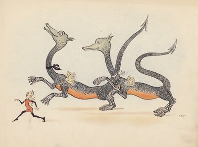 Illustrazione per Little Twin Dragons di S Rosamond Praeger (litografia a colori) da Sophia Rosamond Praeger