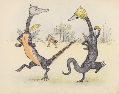 Illustrazione per Little Twin Dragons di S Rosamond Praeger (litografia a colori) da Sophia Rosamond Praeger