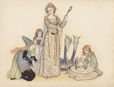 Illustrazione per Little Twin Dragons di S Rosamond Praeger (litografia a colori) da Sophia Rosamond Praeger