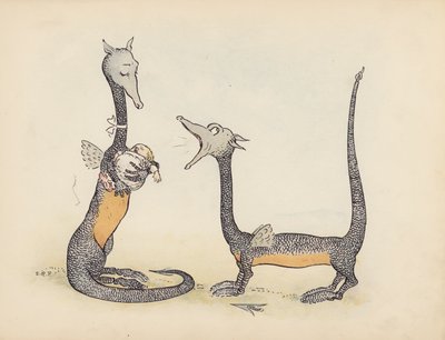 Illustrazione per Little Twin Dragons di S Rosamond Praeger (litografia a colori) da Sophia Rosamond Praeger