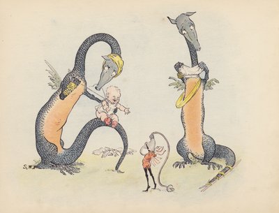 Illustrazione per Little Twin Dragons di S Rosamond Praeger (litografia a colori) da Sophia Rosamond Praeger